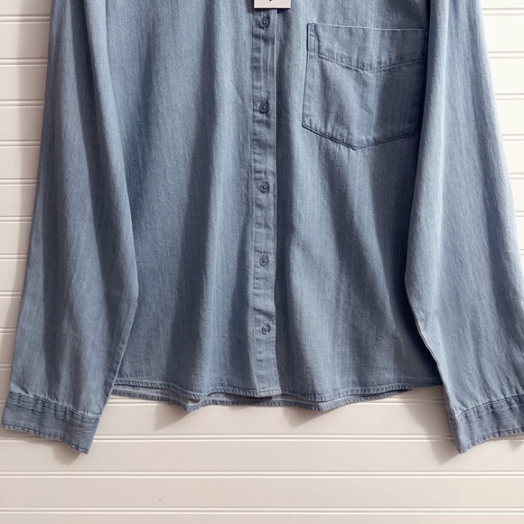 WeWoreWhat Chambray Boyfriend Over-shirt Button Down In Super Blue NWT - Picture 9 of 11